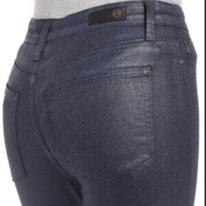 AG The Farrah High Rise Ankle Skinny Leather Panel Jeans – 25 – Luminous Blue